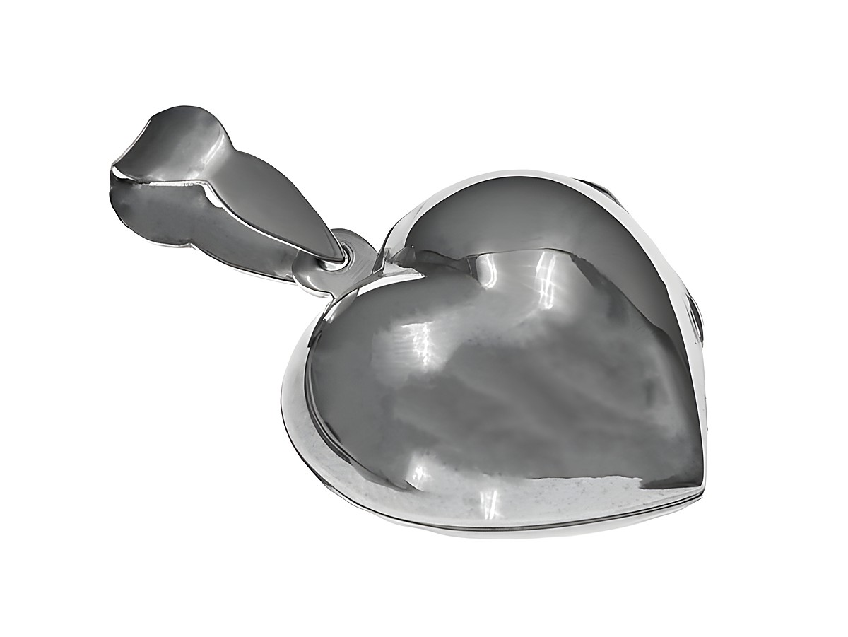 Herz aus Sterlingsilber mit einem Durchmesser von 25 mm, glänzende Oberfläche und ansprechendes Design, ideal als Medaillon, hergestellt von Juwelier Harnisch.