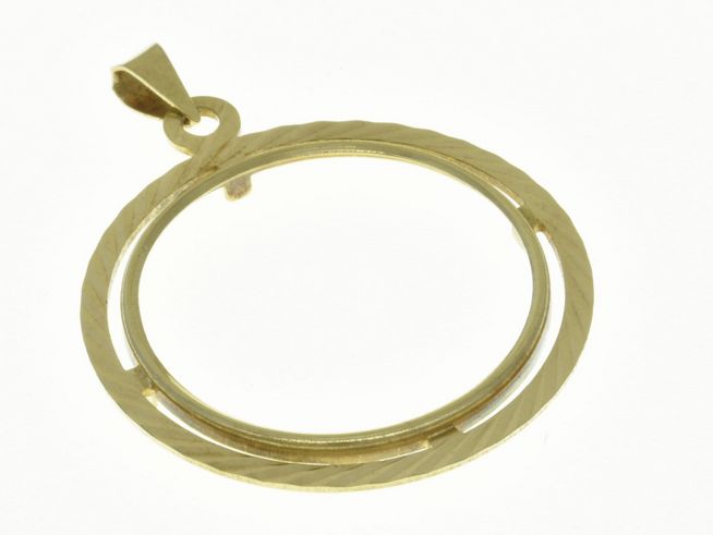 Münzfassung Anhänger in 585 Gold mit Diamantschliff, Durchmesser 25,9 mm, geeignet für Münzen, Hersteller Juwelier Harnisch, elegantes und zeitloses Design.