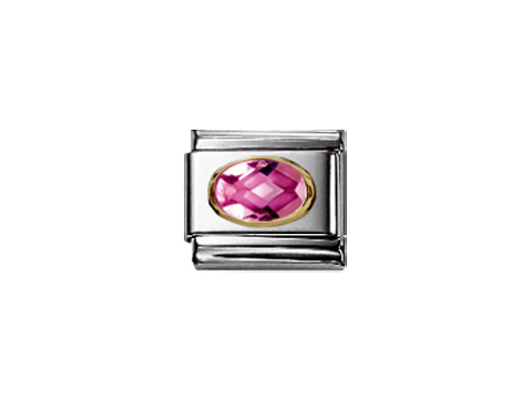 FACETTIERT ROSA Zirkonia in ovaler Form, eingefasst in ein elegantes silbernes Element, Hersteller Nomination, ein Schmuckstück für modische Akzente.
