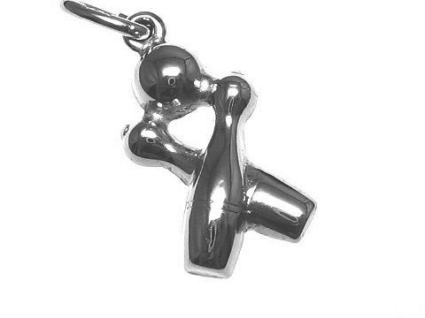 Silber Anhänger in Kegel-Form, rhodiniert, vom Juwelier Harnisch, passend für Kegel-Sport, ideal als Schmuckstück und Erinnerung an den Kegelsport.