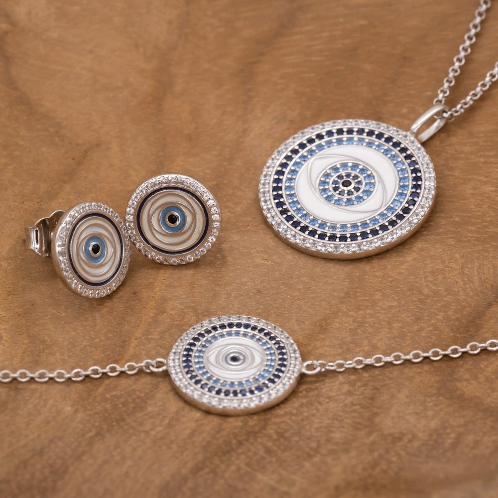 Engelsrufer LUCKY EYE Armband mit Emaille & Zirkonia Multicolor - Silber rhodiniert Blau 17 cm – Ansicht 4