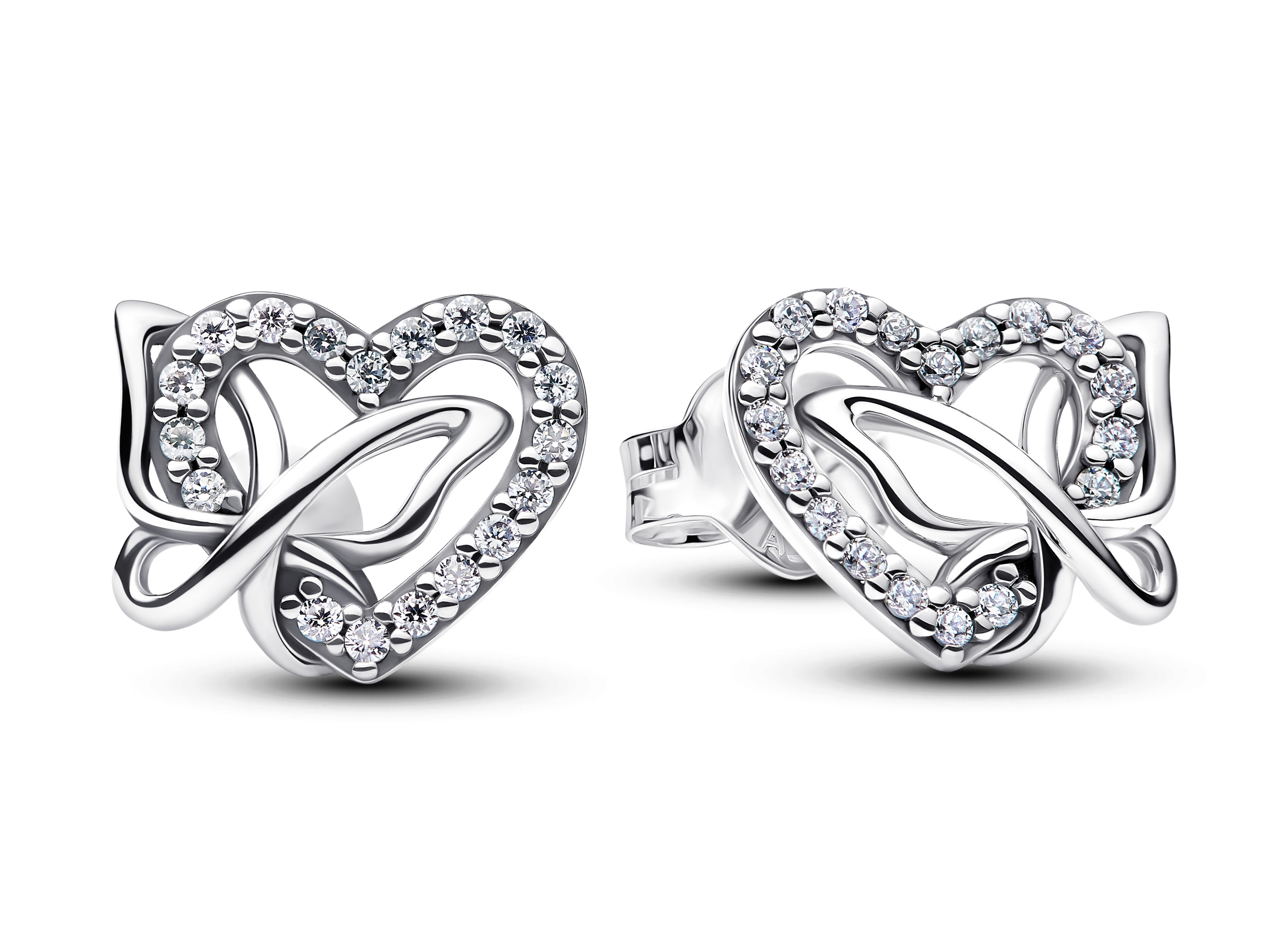 Pandora 294476C01 - Verschlungenes Herz & Schmetterling Ohrstecker - Sterling Silber - Zirkonia