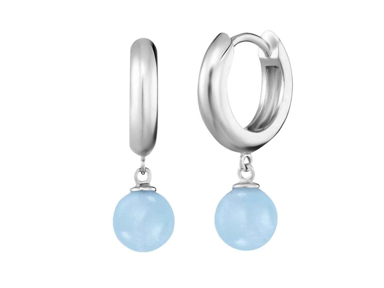 Ohrringe aus rhodiniertem Silber mit einem schimmernden blauen Achat-Kristall als Anhänger, edles und zeitloses Design ideal für jeden Anlass.