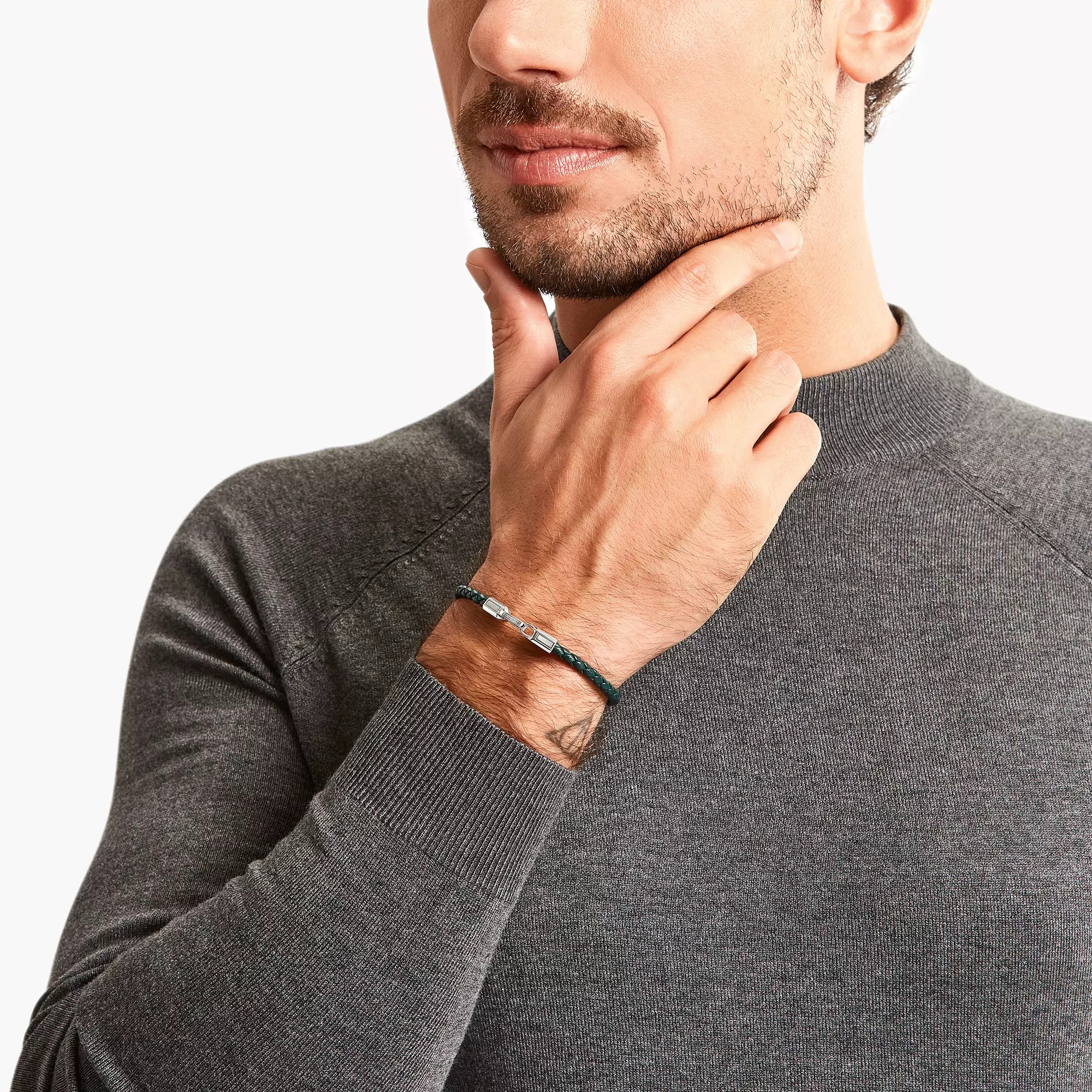 Thomas Sabo Armband - Basic - Silber gesch. & Leder - Grün - 15 cm – Ansicht 3