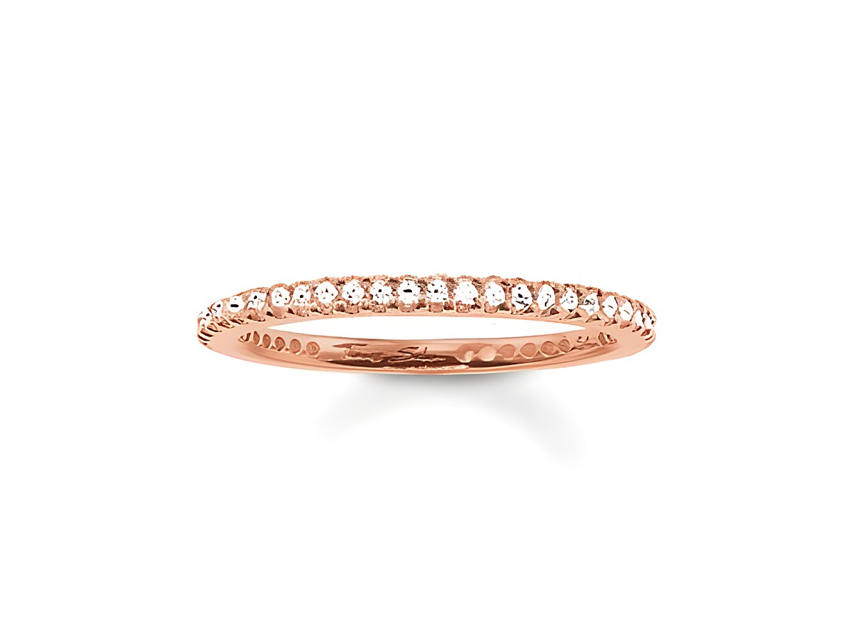 Thomas Sabo Ring TR1980-416-14-60 aus Silber, vergoldet mit Roségold und Zirkonia, Größe 60, filigranes Design mit funkelnden Steinen für eleganten Schmuck.