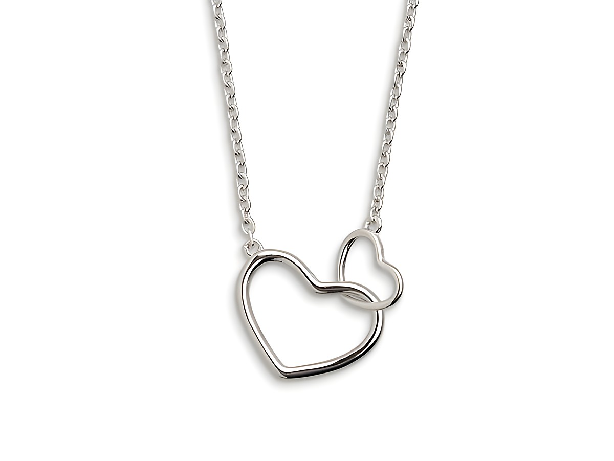 Xenox Sterling Silber Kette XS1758 in 40-45 cm Länge mit zwei ineinandergeschlungenen Herzen, elegant gestaltet zu einem romantischen Schmuckstück der LOVE STORY Linie.