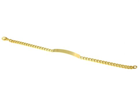 Gold Panzer Armband mit Gravurplatte aus Gold 585 in einer Länge von 21cm, Hersteller Juwelier Harnisch, elegantes Design für stilvolle Akzente.