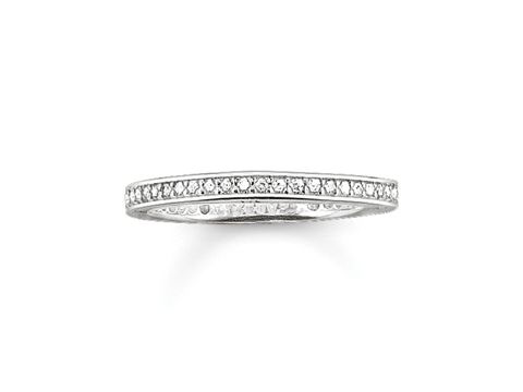 Thomas Sabo Ring TR1983-051-14-56 aus Silber mit Zirkonia in der Größe 56, schmaler eleganter Ring mit funkelnder Zirkoniasteinreihe.