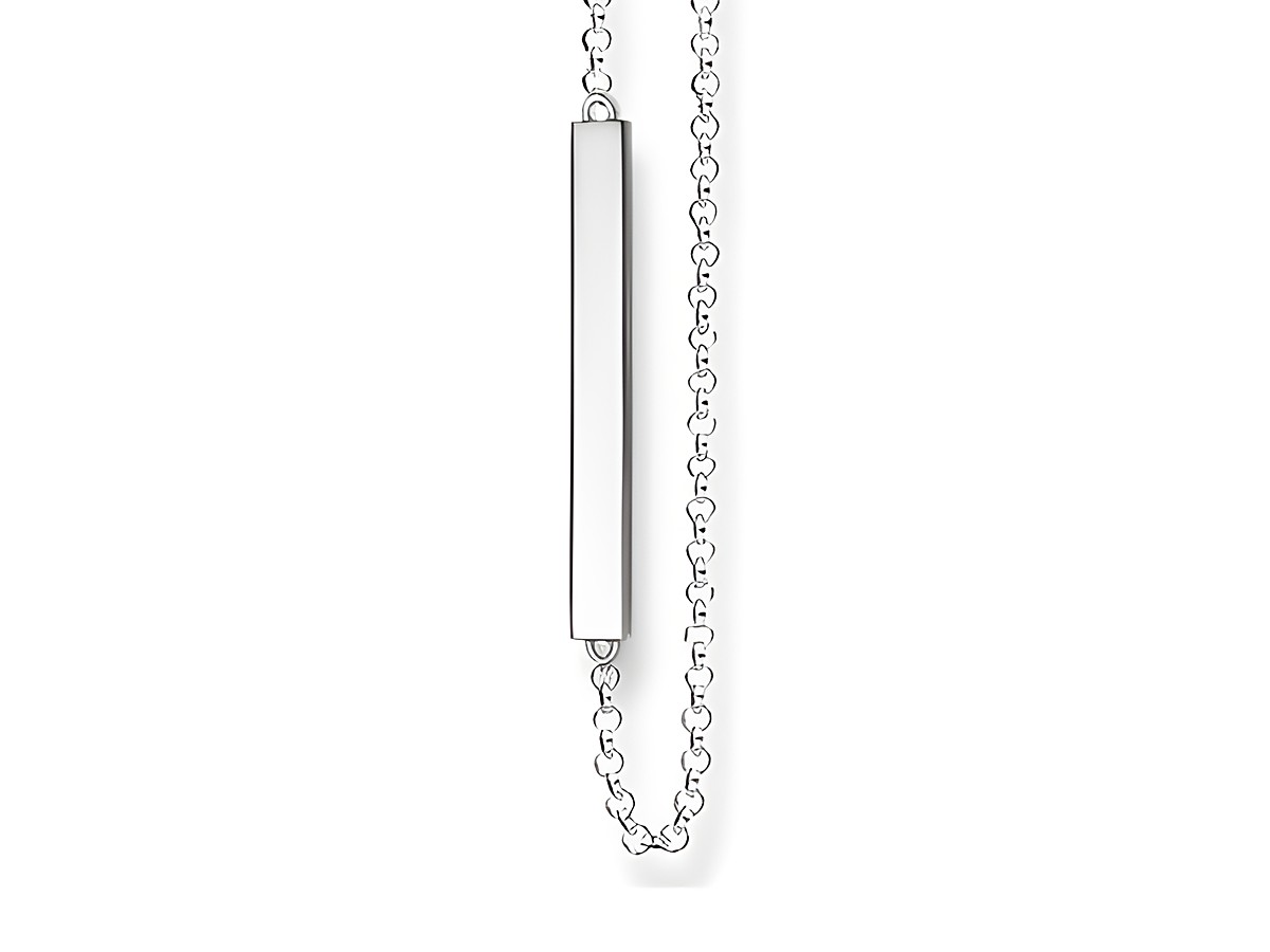 Silberne polierte Kette von Thomas Sabo mit einem eleganten, schmalen Anhänger. Die Kette hat eine Länge von 65/67,5/70 cm und gehört zur Love Bridge Kollektion.