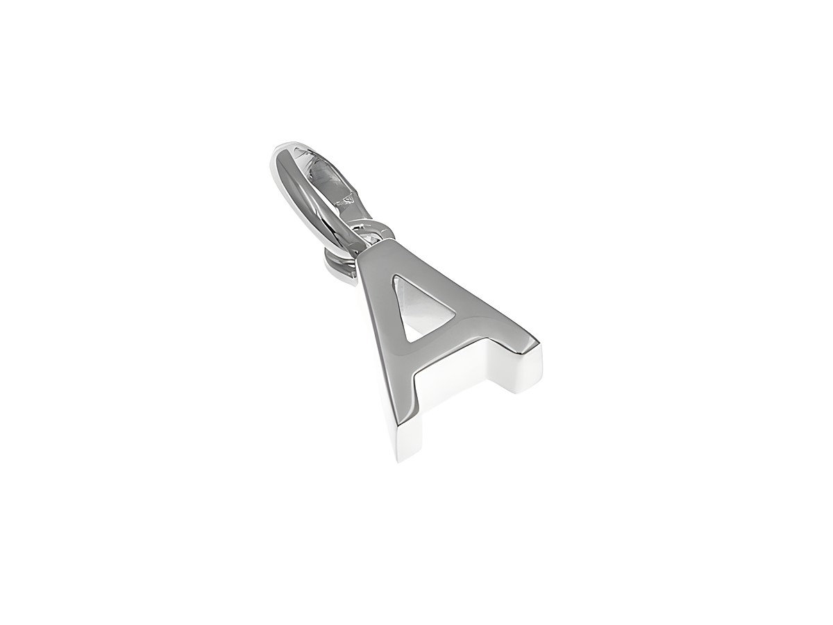 Anhänger aus Sterling Silber in Form des Buchstabens A, poliert und rhodiniert, hergestellt von Juwelier Harnisch, stilvolles Design für persönliche Akzente.