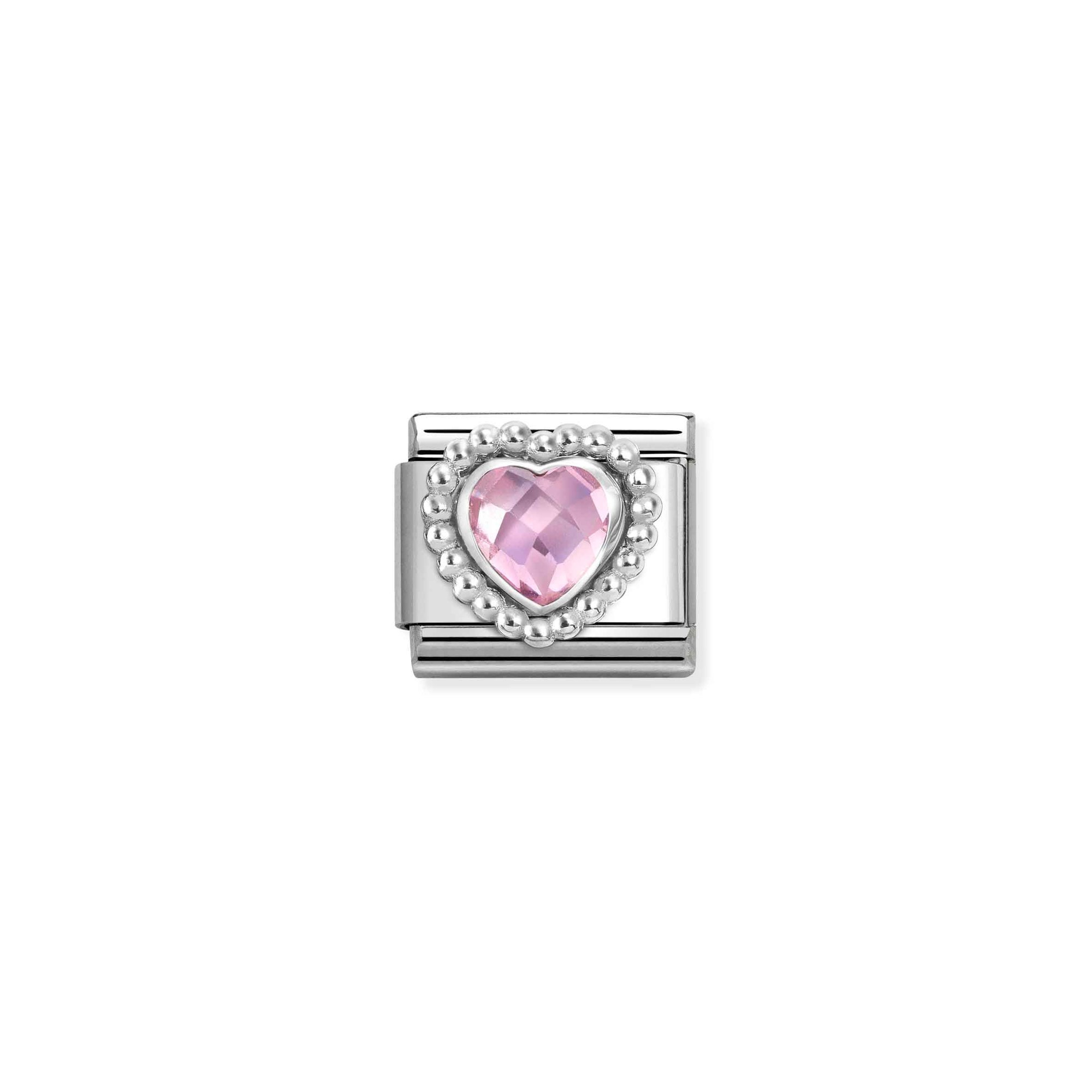 Nomination Composable Classic Charm Herz Kugelfassung rosa - Edelstahl, Sterling Silber, Zirkonia