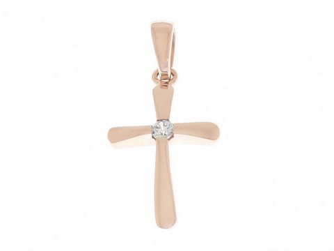 Silberner Anhänger in Form eines Kreuzes mit einem Zirkonia Stein, religiöses Design, Hersteller Juwelier Harnisch, ideal für besondere Anlässe oder als persönliches Geschenk.