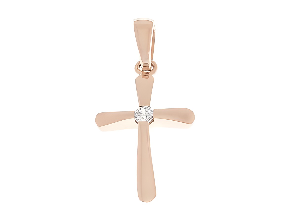 Silberner Anhänger in Form eines Kreuzes mit einem Zirkonia Stein, religiöses Design, Hersteller Juwelier Harnisch, ideal für besondere Anlässe oder als persönliches Geschenk.