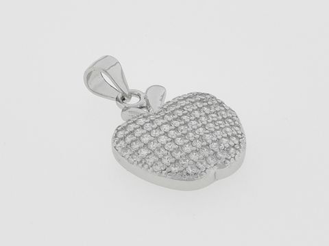 Silber Anhänger in Form eines glitzernden Apfels, verziert mit klaren Zirkonia. Hersteller: Juwelier Harnisch. Elegantes Design für besondere Anlässe.