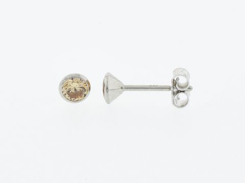 Silber Ohrringe in Kelchform mit Zirkonia champagner, Durchmesser 4,3 mm, vom Hersteller Juwelier Harnisch, ideal für eleganten Schmuck.