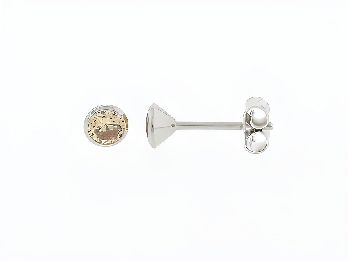 Silber Ohrringe in Kelchform mit Zirkonia champagner, Durchmesser 4,3 mm, vom Hersteller Juwelier Harnisch, ideal für eleganten Schmuck.