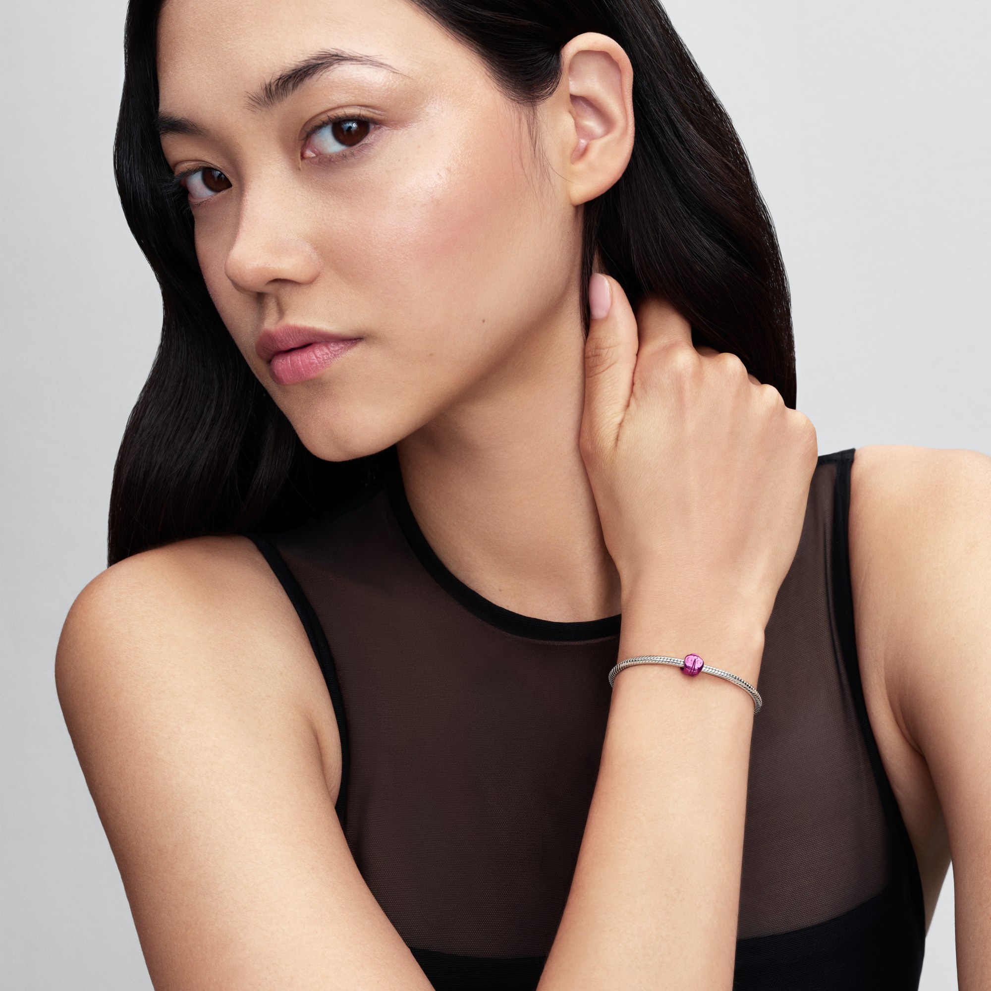 Pandora Rosafarbener Marienkäfer Mini-Clip - Sterling Silber - Emaille Pink – Ansicht 4