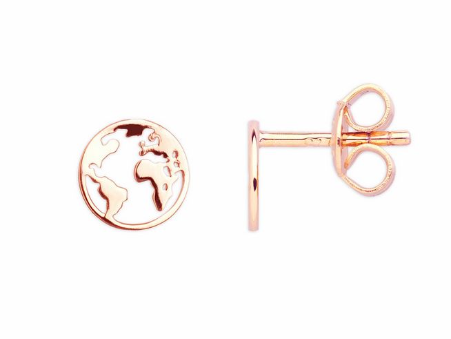Xenox Sterling Silber Ohrringe XS3163R WANDERLUST in roségold vergoldet mit Weltkugel Design, eleganter Ohrschmuck für stilbewusste Trägerinnen.