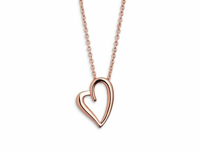 27000789-0 Xenox Sterling Silber Kette XS2796R in Roségold Verg mit einem eleganten Herzanhänger, ideal für romantische Anlässe und als perfektes Geschenk für Liebende.