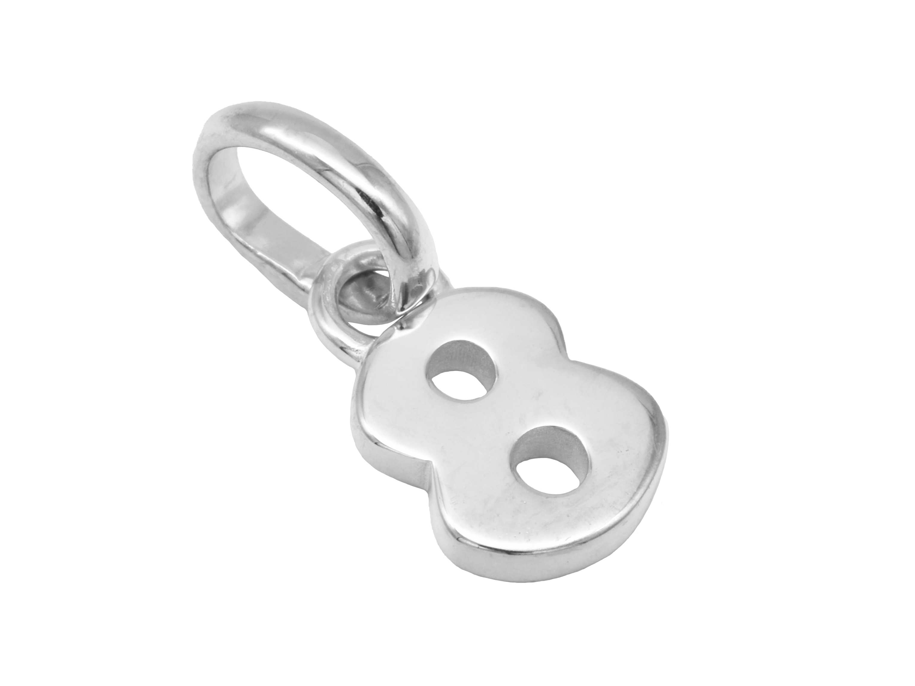 Gold Anhänger Zahl 8 aus 585 Weißgold, poliert, symbolisiert Glückszahlen, hergestellt von Juwelier Harnisch. Der Anhänger hat eine klare, moderne Form und schimmert elegant.