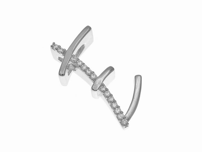 304755-0 Sterling Silber Anhänger in Form des Buchstabens E, poliert und rhodiniert, verziert mit funkelnden Zirkonia, hergestellt vom Juwelier Harnisch, ideal für Schmuckliebhaber.