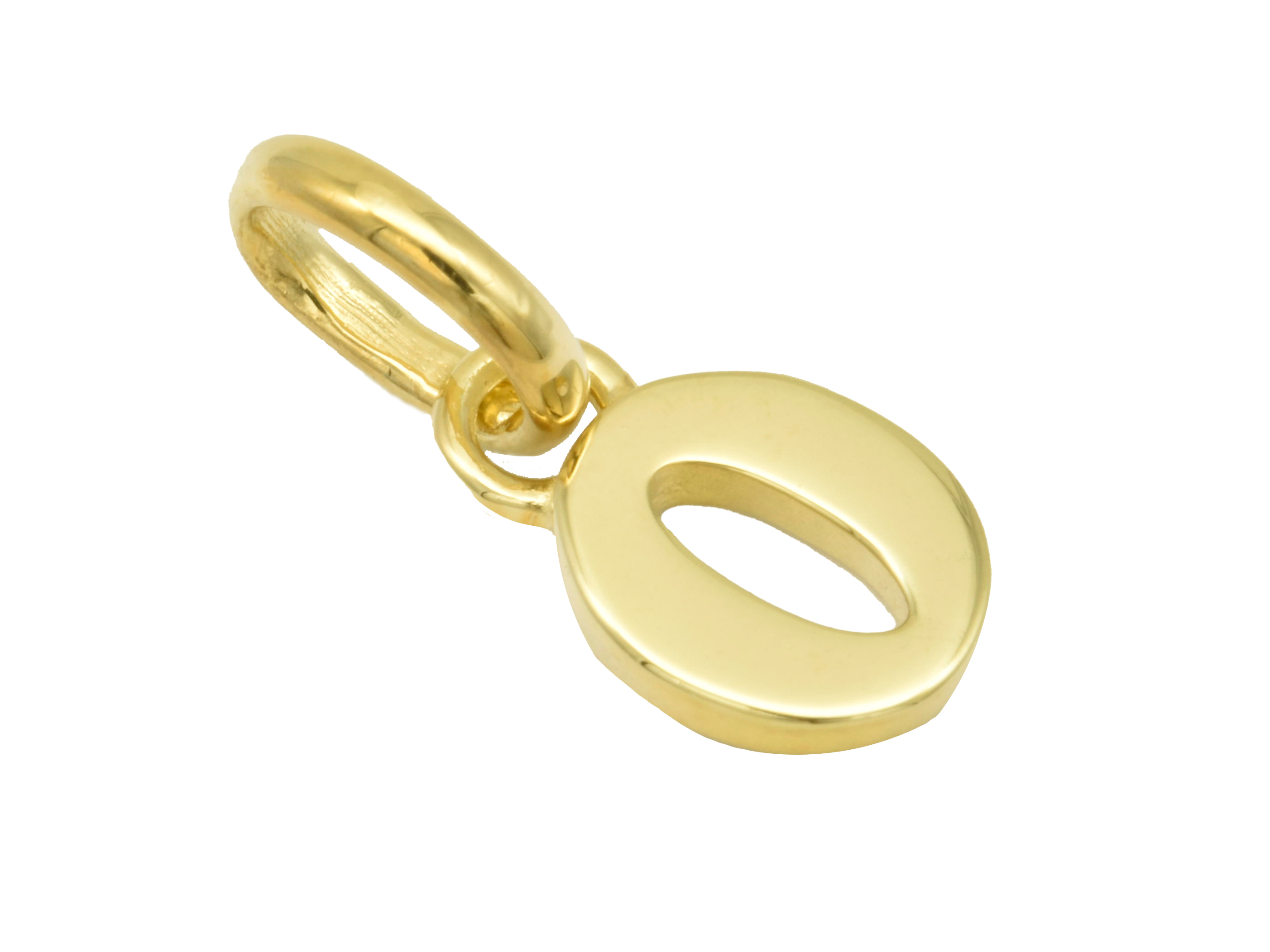 Gold Anhänger Zahl 0 aus poliertem Gelbgold, symbolisiert Glückszahlen, gefertigt vom Juwelier Harnisch, modernes und stilvolles Design. Ideal für individuelle Schmuckstücke.