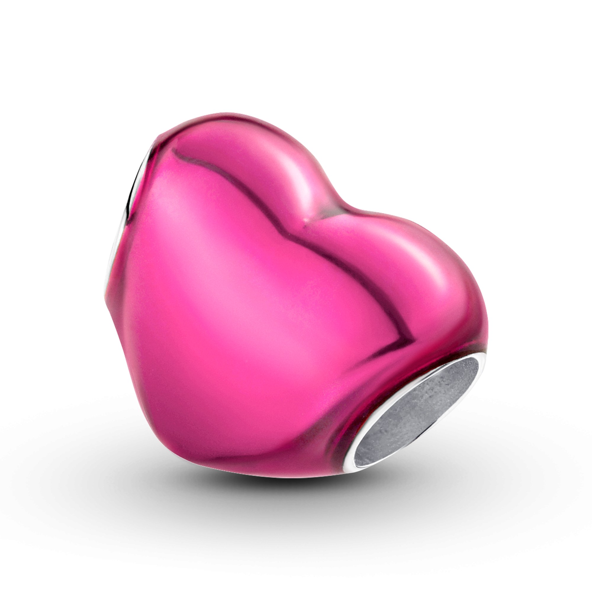 Pandora Metallic Herz Charm ROSA - Silber & Emaille – Ansicht 3