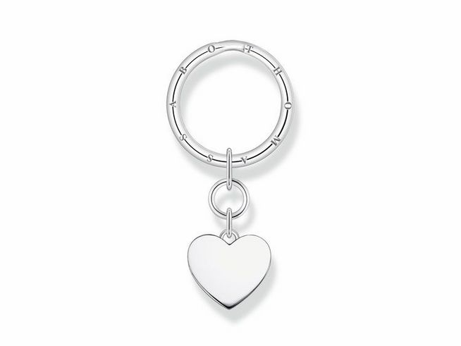 Thomas Sabo Gravur Schlüsselring mit Herzanhänger KR14-637-21 aus Silber in geschwärzter Optik, hochwertig verarbeitet, ideal zum Personalisieren und als modisches Accessoire.