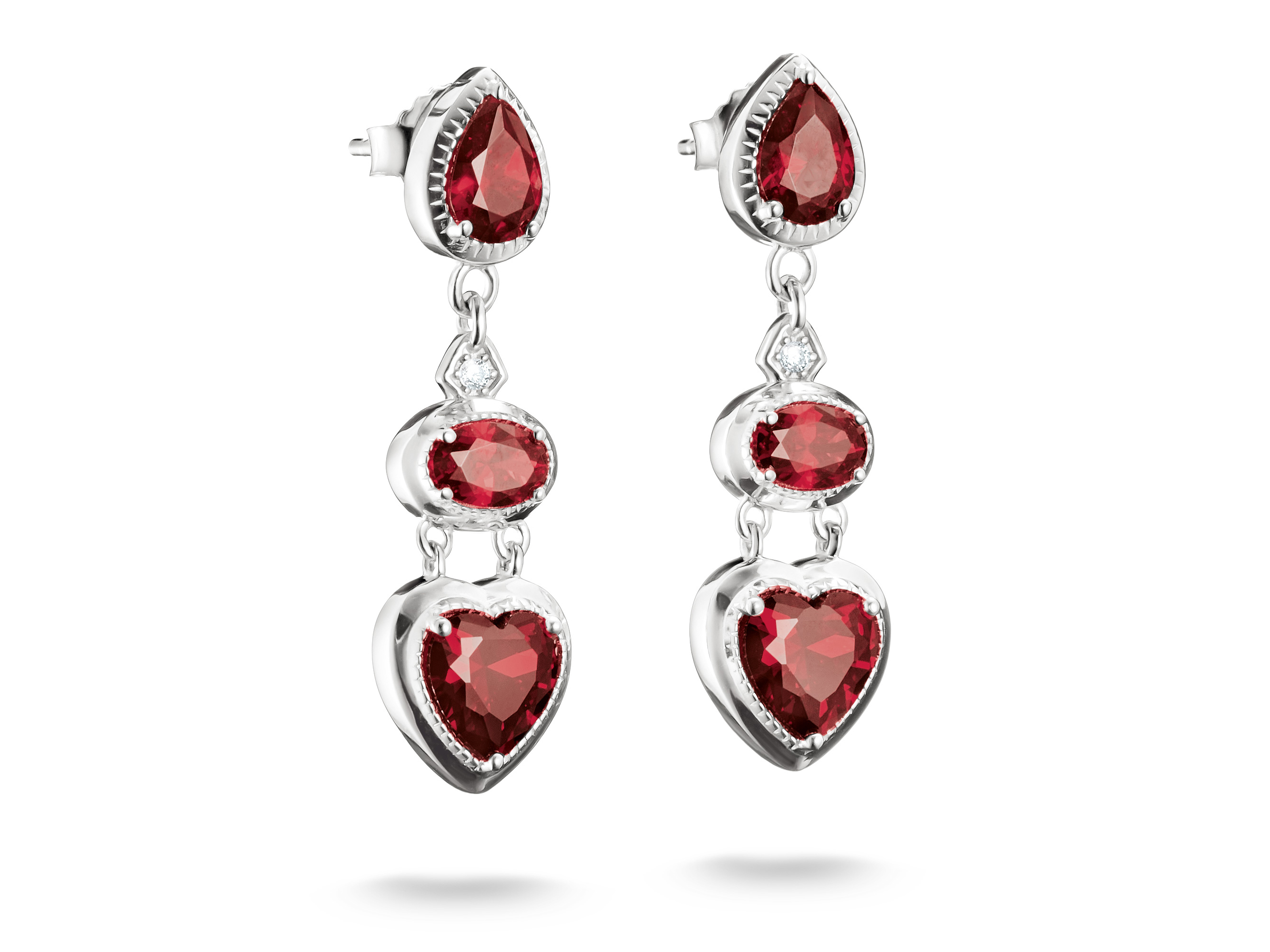 Thomas Sabo H2341-051-10 ELYNDRA HERZ Ohrringe - Sterling Silber & Zirkonia - Rot