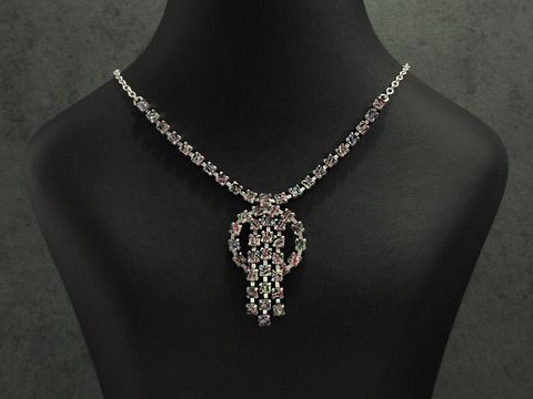 Strass Collier Kette edel bunt 38-45 cm von Juwelier Harnisch aus Sterling Silber in silberfarben mit schillernden Strasssteinen als elegantes Schmuckstück.