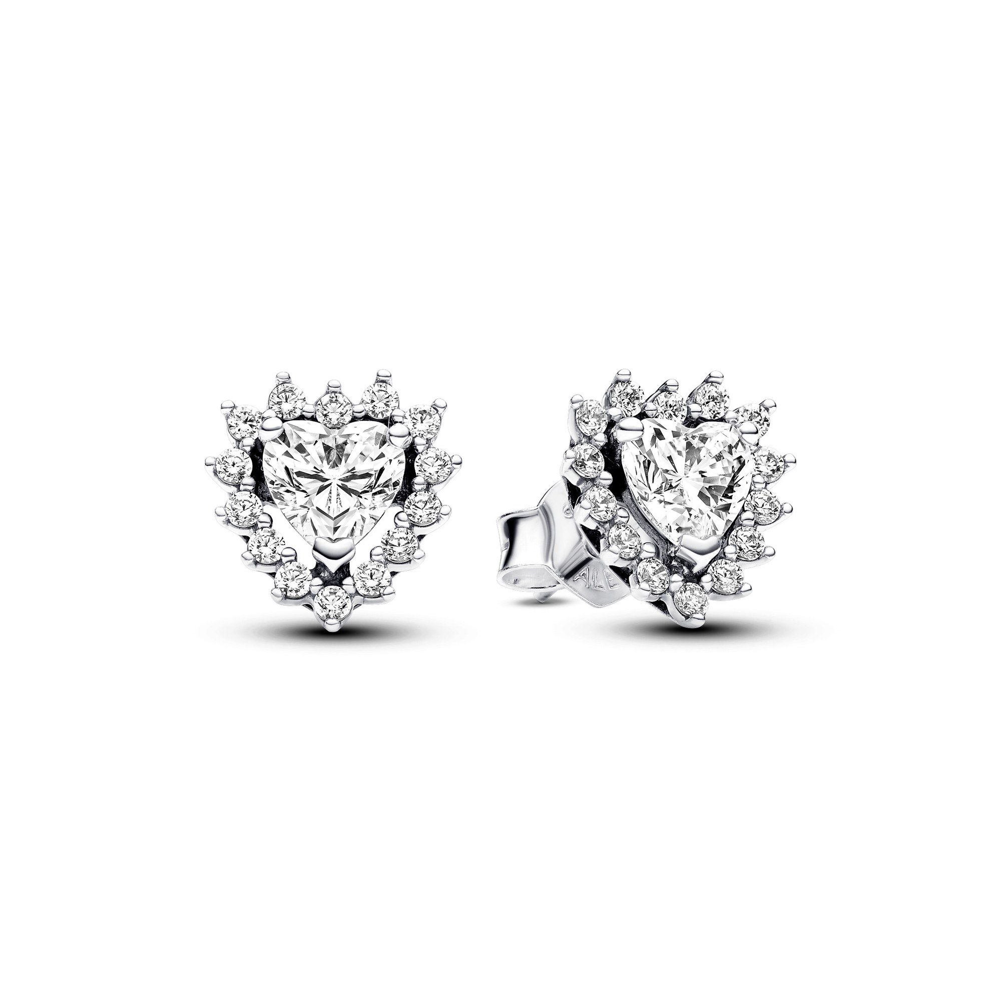 Pandora Funkelnder Herz-Strahlenkranz Ohrstecker - Sterling Silber - Zirkonia klar