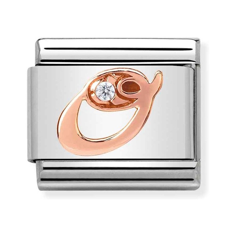 Nomination Composable Classic Charm Buchstabe O - Edelstahl, Gold 375 Roségold, Zirkonia