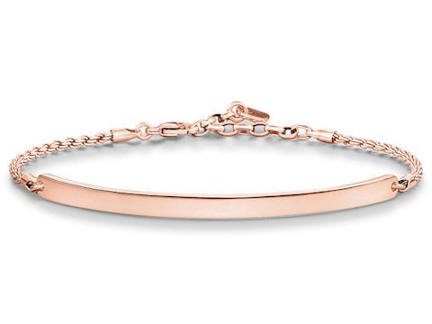 Silber Armband von Thomas Sabo in vergoldet Roségold, poliert, Modell Love Bridge, verstellbar von 16,5 bis 19,5 cm, feines Design ideal für jeden Anlass.