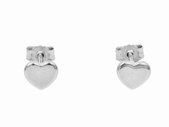 Ohrstecker in Herzform aus 585 Weißgold, poliert, vom Hersteller Juwelier Harnisch, elegante Herz Ohrringe, ideal für besondere Anlässe oder den Alltag.