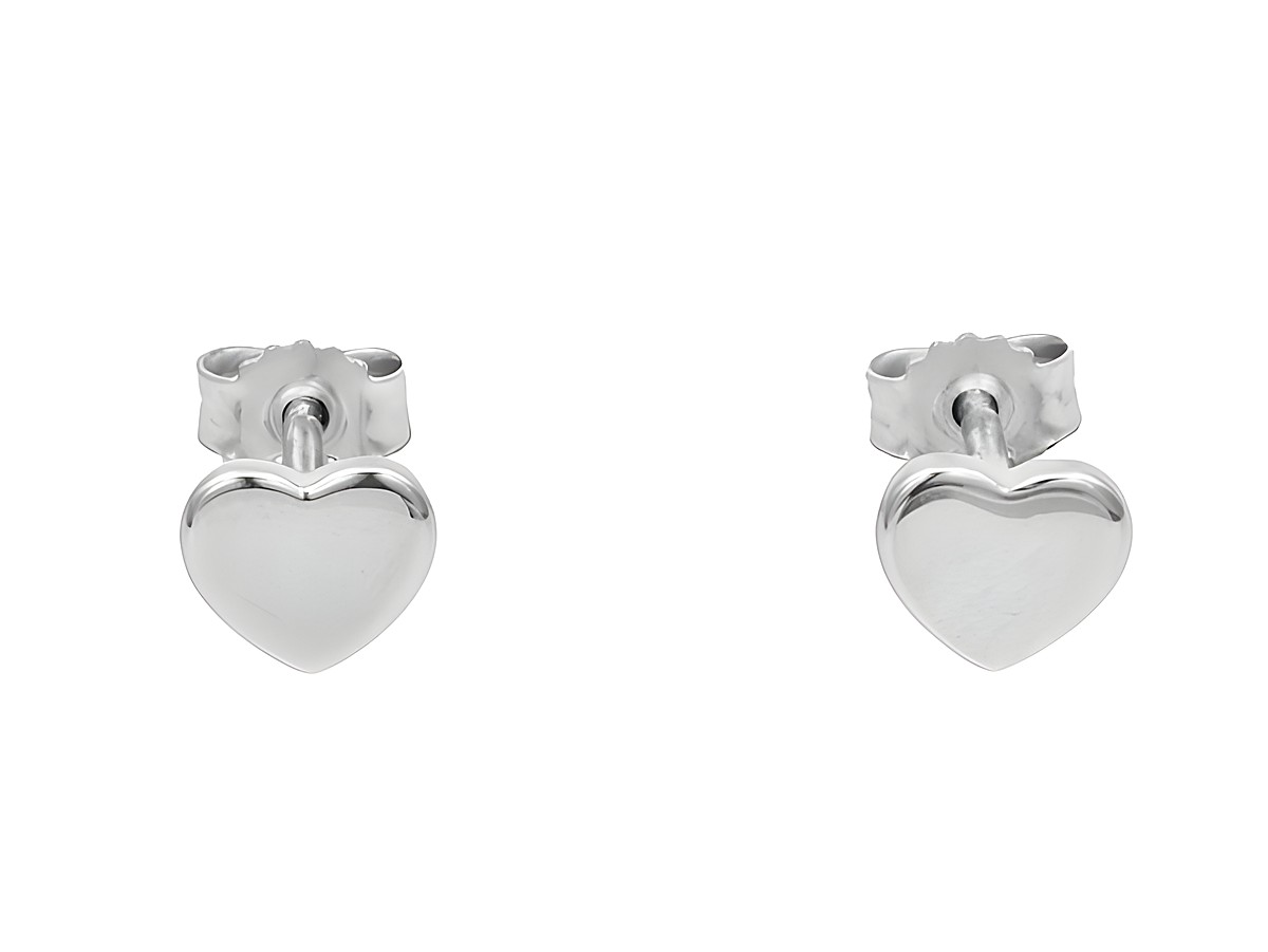 Ohrstecker in Herzform aus 585 Weißgold, poliert, vom Hersteller Juwelier Harnisch, elegante Herz Ohrringe, ideal für besondere Anlässe oder den Alltag.