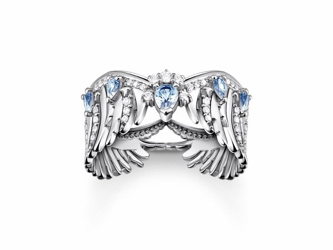 Eleganter Ring aus geschwärztem Sterling Silber, verziert mit synthetischem Spinell und Zirkonia, in Größe 56, von Thomas Sabo, mit filigranem Design und funkelnden Details.