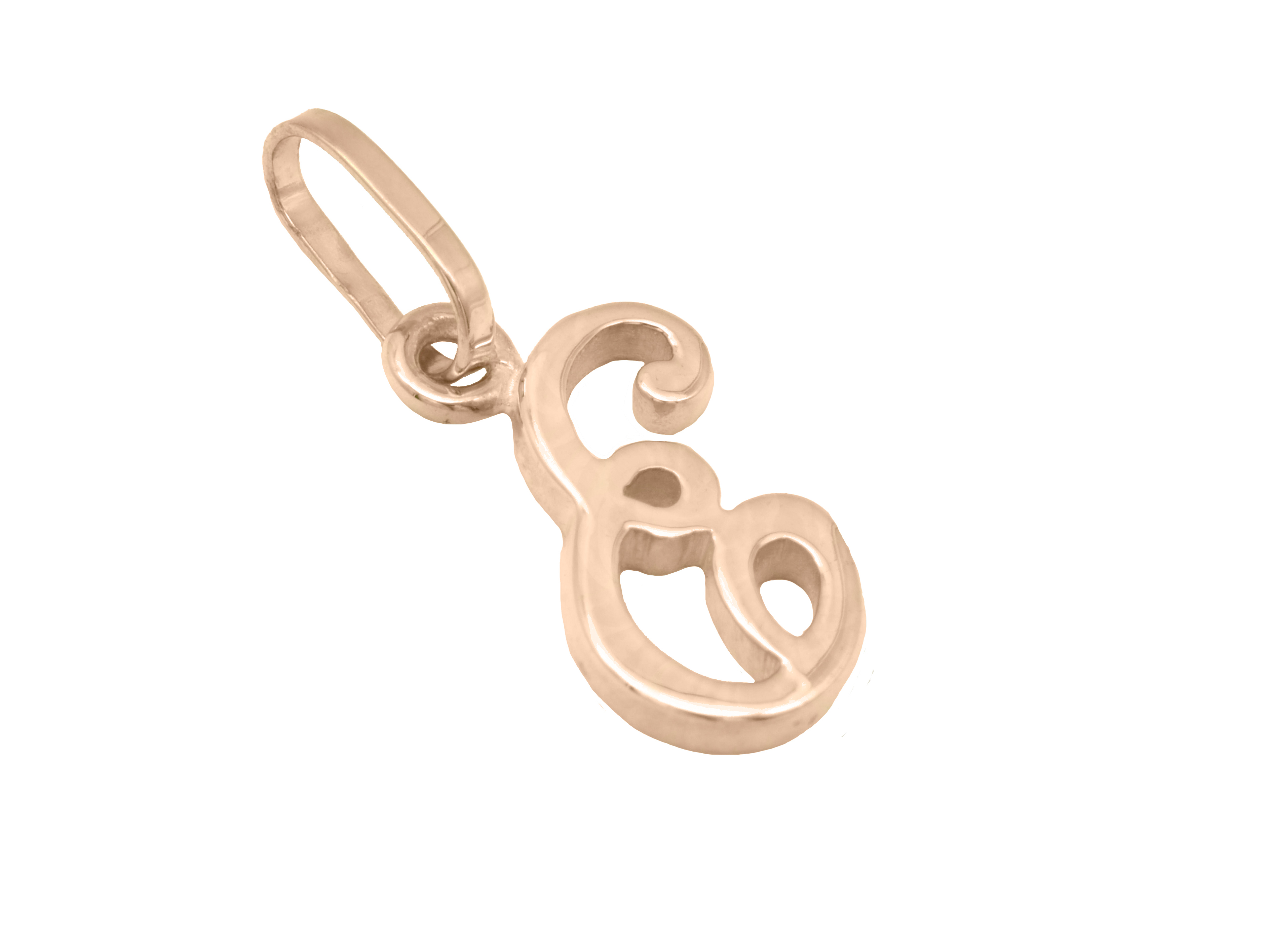 Buchstaben Anhänger E aus Sterling Silber, roségold vergoldet und poliert, Hersteller Juwelier Harnisch, elegantes Design des Buchstabens E.