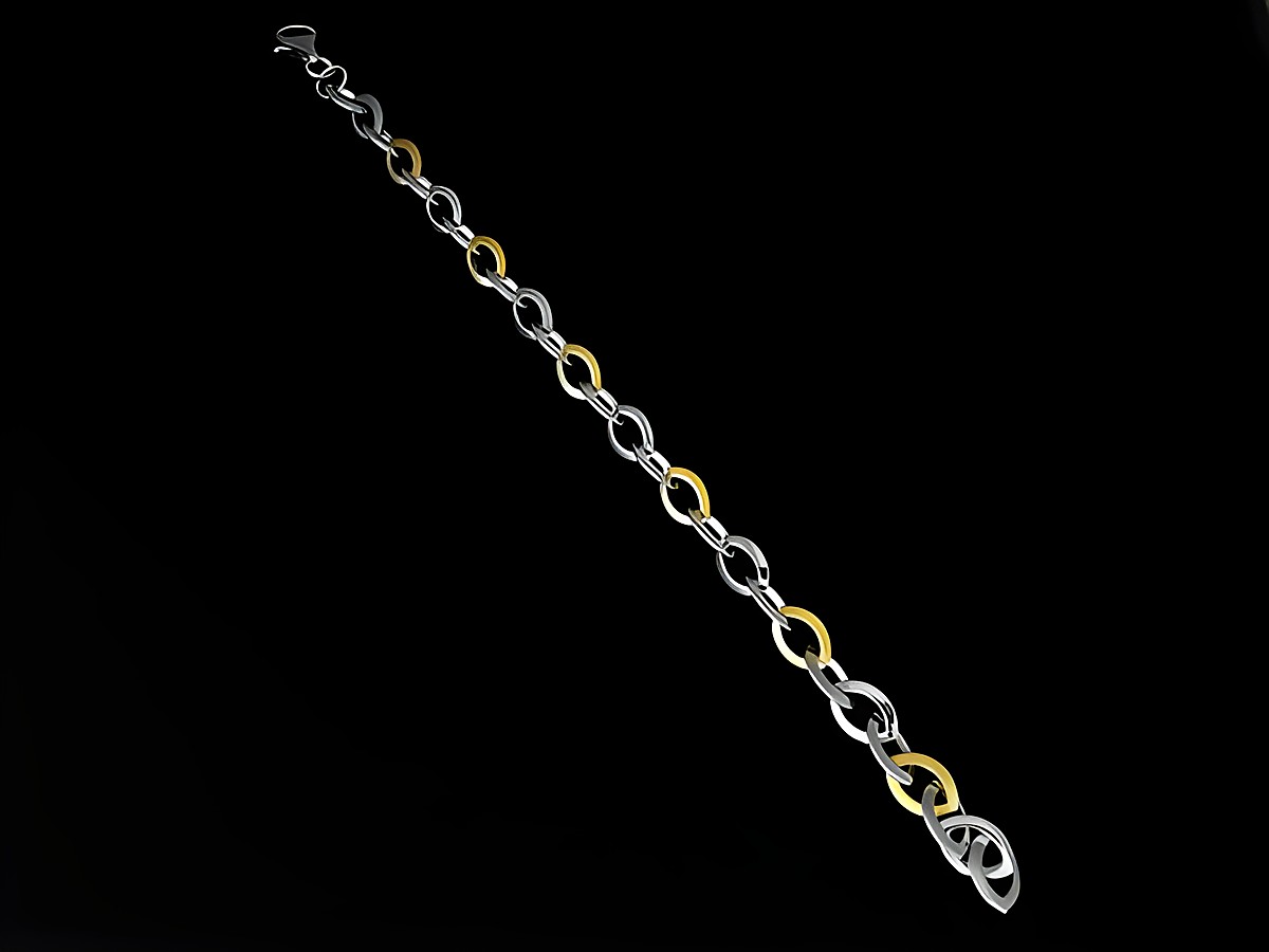 Armband Weitanker aus Silber bicolor mit vergoldeten, mattierten Elementen in einer Länge von 19 cm, hergestellt von Juwelier Harnisch, ohne Stein. – Ansicht 2