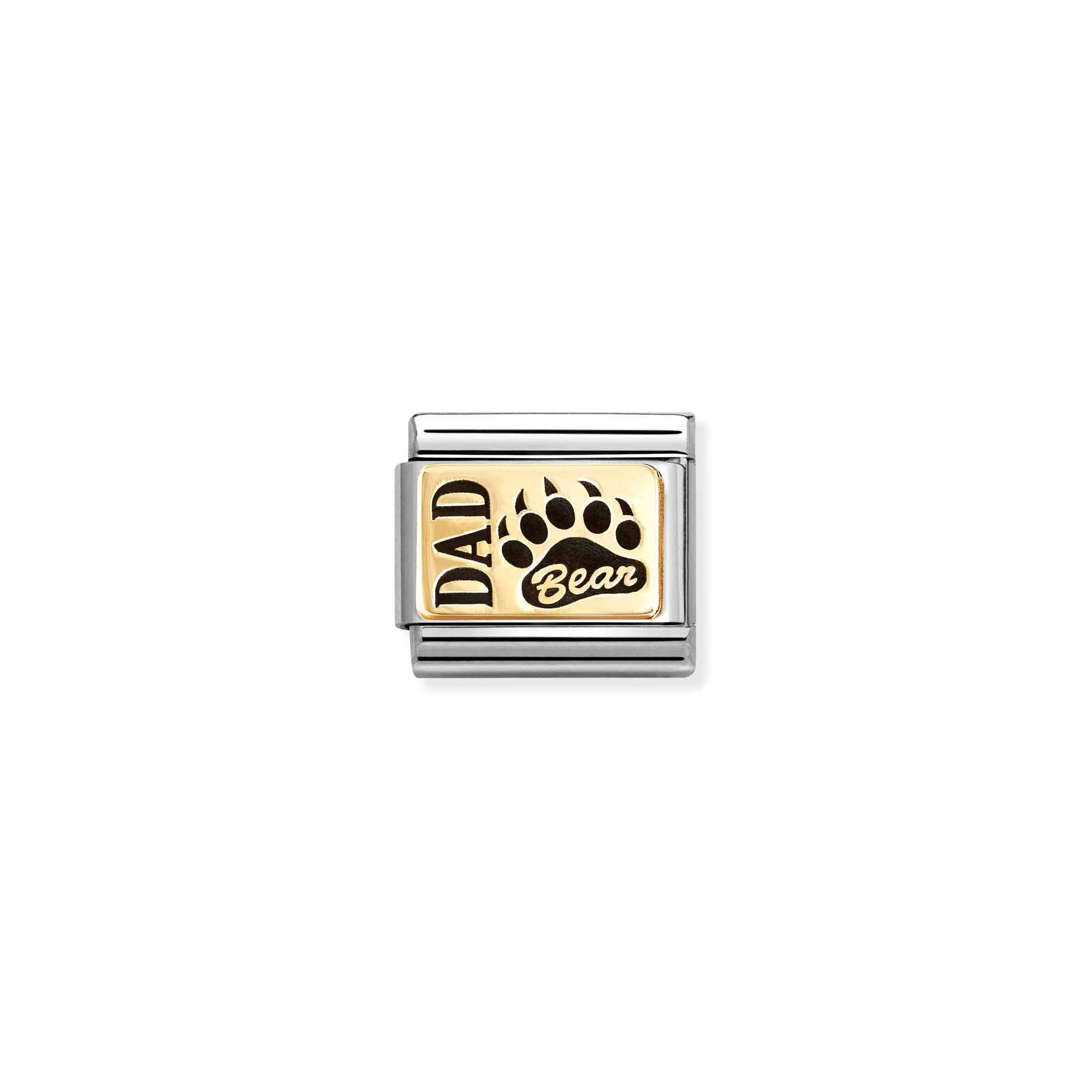 Nomination Composable Classic Charm Dad Bear Bärentatze - Edelstahl, Gold 750 Gelbgold, Emaille