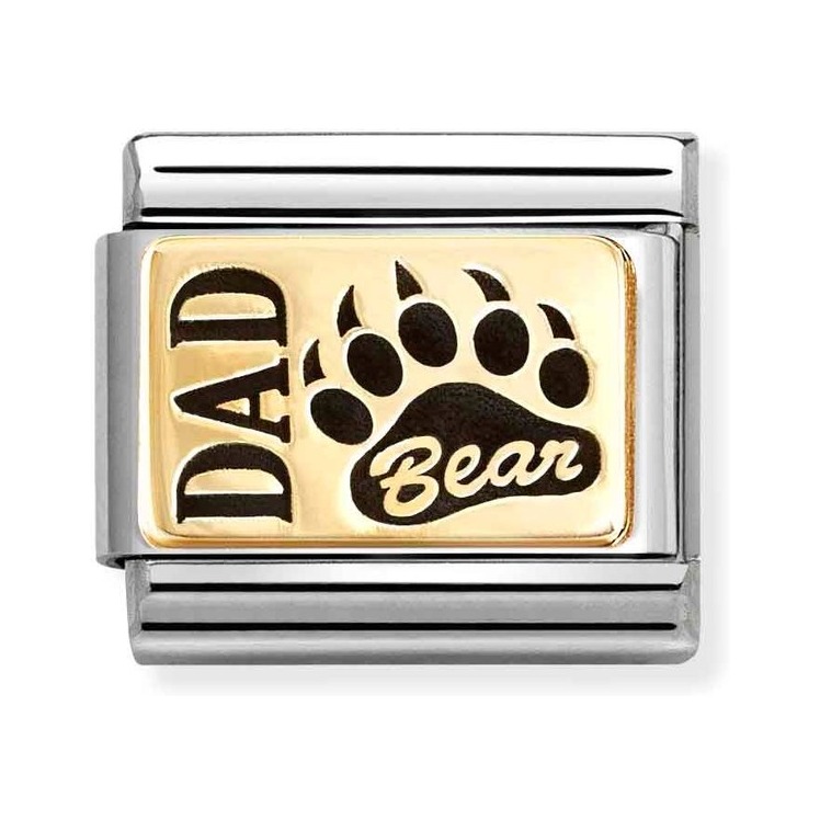 Nomination Composable Classic Charm Dad Bear Bärentatze - Edelstahl, Gold 750 Gelbgold, Emaille