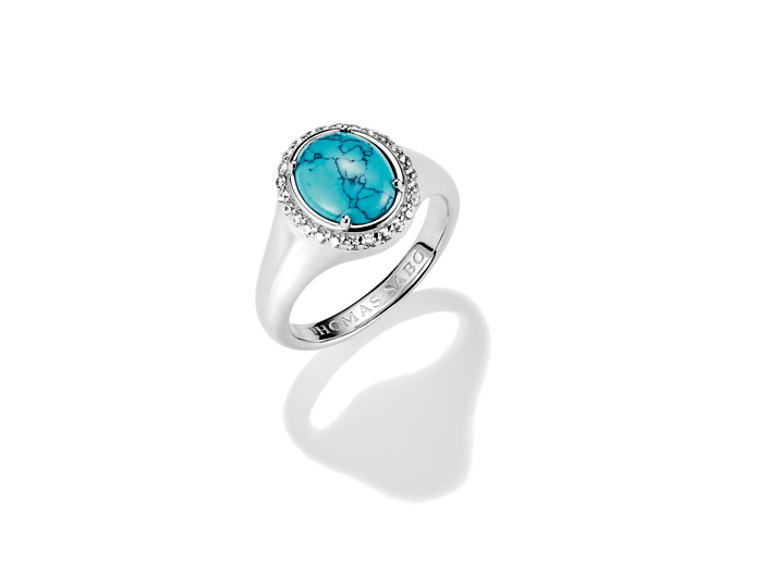 Thomas Sabo TR2507-405-17-56 ELYNDRA Ring - Sterling Silber & imit. Türkis & Zirkonia - Türkis - Gr. 56