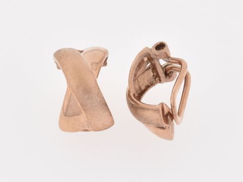 Silber Ohrclip rosé vergoldet klassisch mit einem Durchmesser von 1,4 cm, Hersteller Juwelier Harnisch, elegant und zeitlos, geeignet für verschiedene Anlässe.