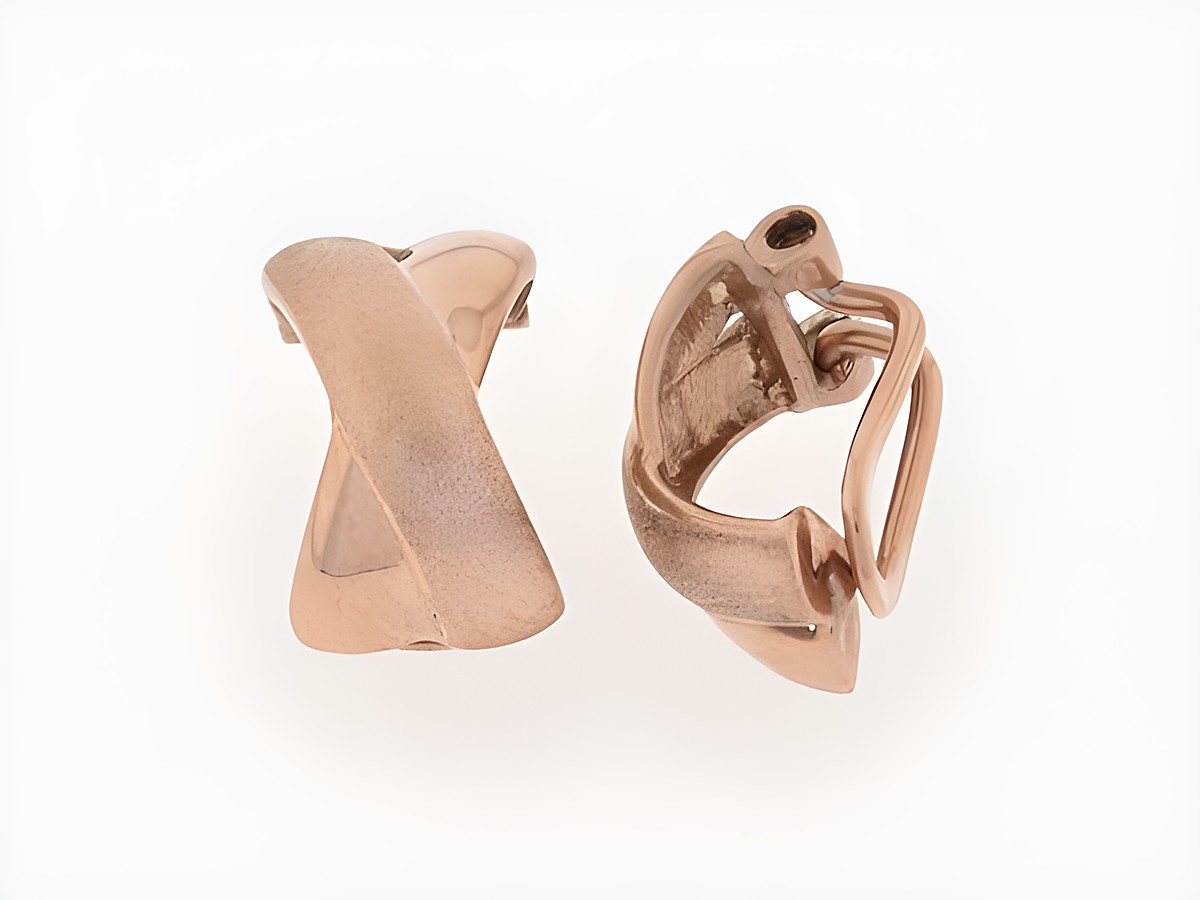 Silber Ohrclip rosé vergoldet klassisch mit einem Durchmesser von 1,4 cm, Hersteller Juwelier Harnisch, elegant und zeitlos, geeignet für verschiedene Anlässe.
