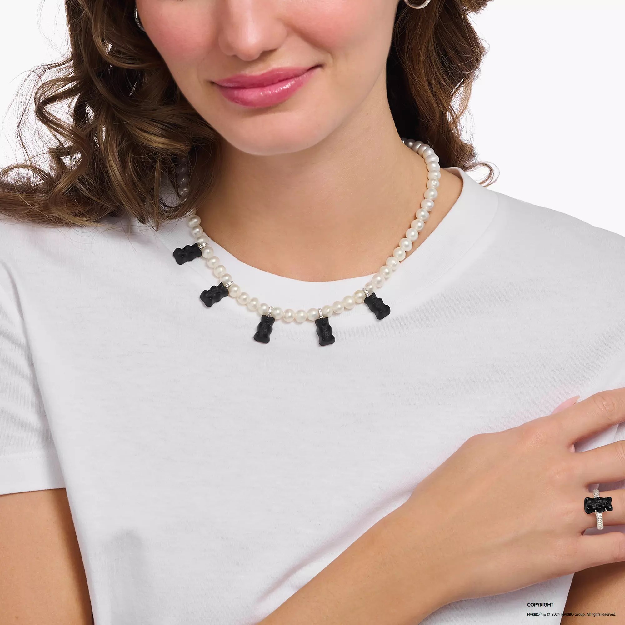 Thomas Sabo HARIBO Goldbär - Gummibärchen Kette - Schwarz - Silber + Zirkonia - 42-50 cm – Ansicht 3