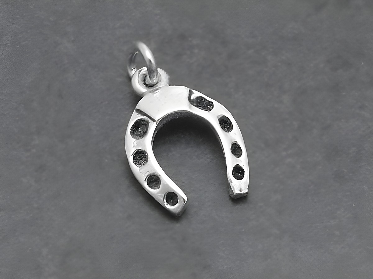 Silber Anhänger in Form eines Hufeisens als Glücksbringer für Pferdefreunde, Hersteller Juwelier Harnisch, ideal für das persönliche Schmuckstück oder als Geschenk.