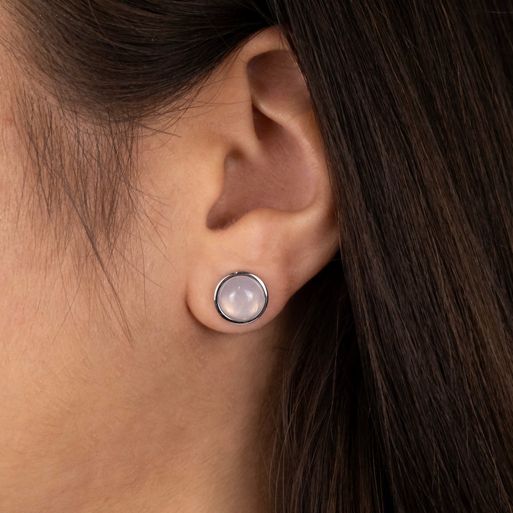 Engelsrufer POWERFUL Stone - Kraftstein - Ohrstecker Rosenquarz - Silber rhodiniert & Rosa 10 mm – Ansicht 3