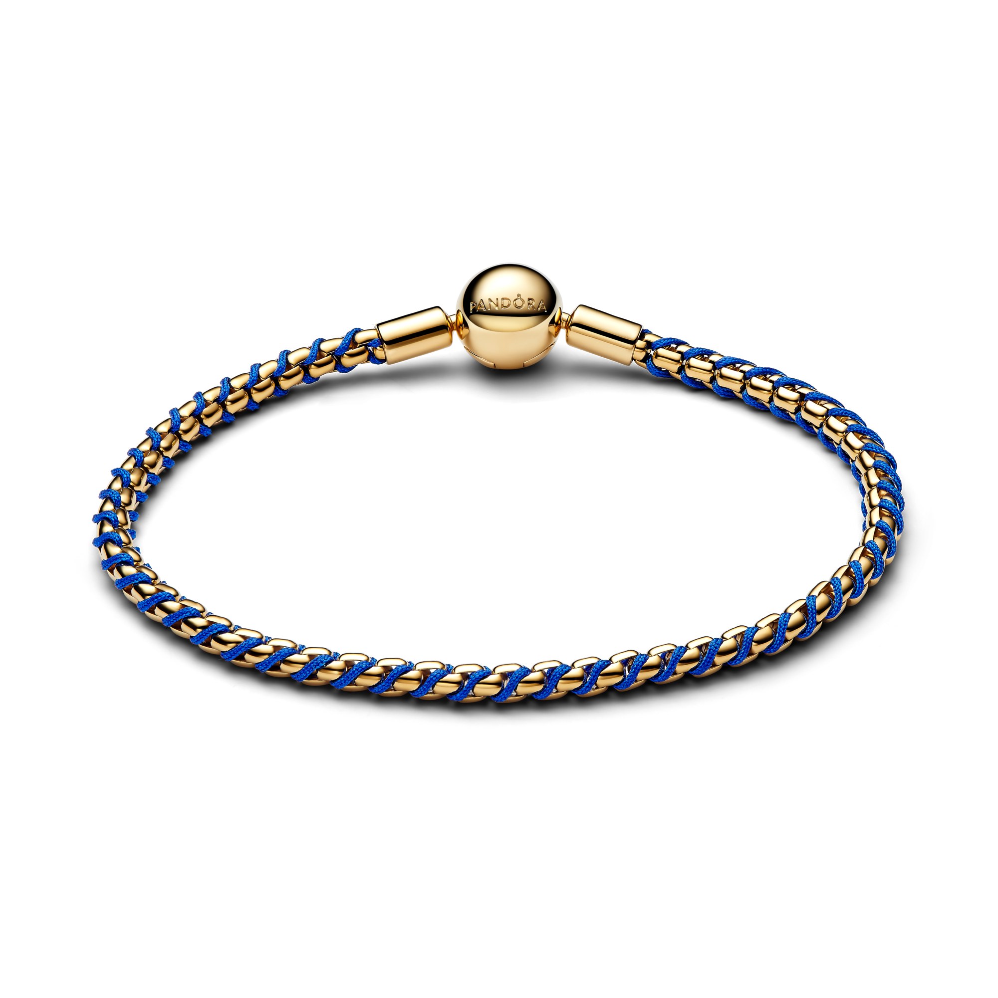 Pandora Blaue Kordel-Boxketten-Armband - Blau - Gelbgold Vergoldung – Ansicht 2
