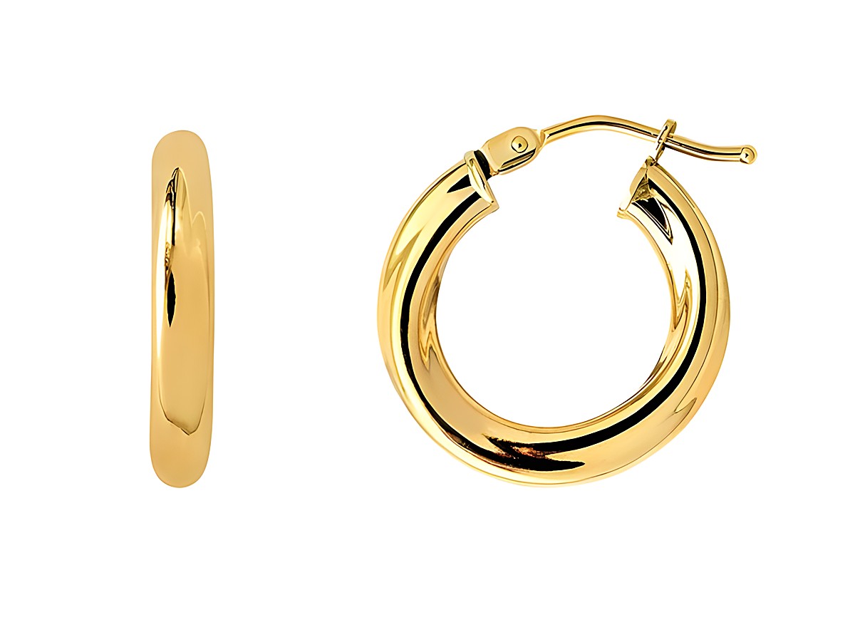 Gelbgold 585 Creolen von Xenox, poliert, glänzendes Design, eleganter Ohrschmuck, ideal für jede Gelegenheit, Ausdruck von Stil und Raffinesse.
