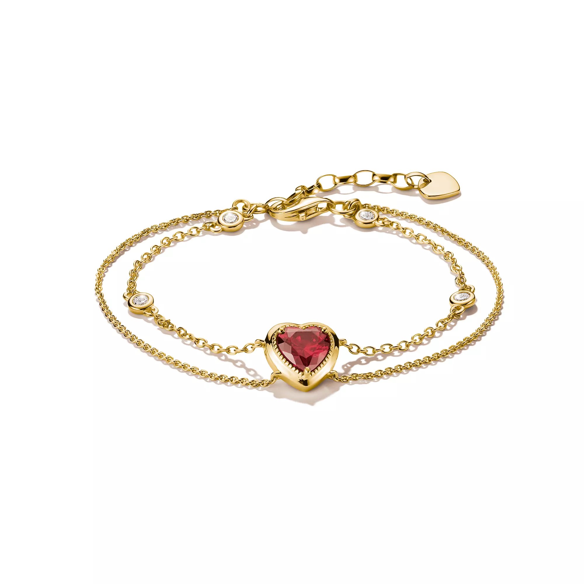 Thomas Sabo ELYNDRA Armband 16 - 19 cm - 750/- Gold auf Silber & Zirkonia - Rot – Ansicht 2