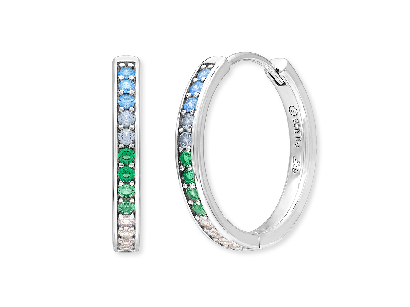 Engelsrufer ERE-COOL-ZIM-CR-21 COOL Creole Regenbogen mit Zirkonia in verschiedenen Farben, montiert in rhodiniertem Silber, elegante und farbenfrohe Ohrringe.